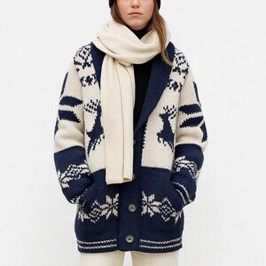 New Alpaca Wool Blend Christmas Cardigan Sweater Winter Fair Isle Knit Oversized